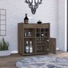 Lyon Bar Cabinet; Six Cubbies; Cabinet With Divisions; Two Concealed Shelves -Dark Walnut