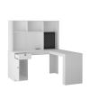 L Shaped Desk with outlet, Computer Desk with Drawers, Bookshelf & Hutch, Modern Corner Desk, Home Office Desk,L-Shaped Study Table Writing Desk,Corne