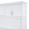 Full Size Murphy Bed Wall Bed with Top Cabinets,White