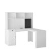 L Shaped Desk with outlet, Computer Desk with Drawers, Bookshelf & Hutch, Modern Corner Desk, Home Office Desk,L-Shaped Study Table Writing Desk,Corne