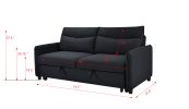 3 in 1 Convertible Sleeper Sofa Bed, Modern Fabric Loveseat Futon Sofa Couch w/Pullout Bed, Small Love Seat Lounge Sofa w/Reclining Backrest, Furnitur