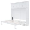 Full Size Murphy Bed Wall Bed with Top Cabinets,White