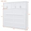 Full Size Murphy Bed Wall Bed with Top Cabinets,White