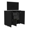 Letna Double Door Cabinet Dresser, Two Drawers, Four Interior Shelves, Three Cabinets With Door, Rod -Black