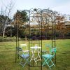 Metal Garden Arch Iron Garden Arbors Gazebo Dia81.3'' x 114.2'' High Birdcage Shape Pergola Pavilion for Wedding CeremonyOutdoor Black