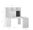 L Shaped Desk with outlet, Computer Desk with Drawers, Bookshelf & Hutch, Modern Corner Desk, Home Office Desk,L-Shaped Study Table Writing Desk,Corne