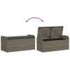 Storage Bench with Cushion Gray 45.3"x20.1"x20.5" Poly Rattan