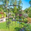 Metal Garden Arch Iron Garden Arbors Gazebo Dia81.3'' x 114.2'' High Birdcage Shape Pergola Pavilion for Wedding CeremonyOutdoor Black