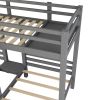 Twin over Twin & Twin Bunk Bed with Built-in Staircase and Storage Drawer