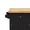 Kitchen Island Cart with Two Storage Cabinets and Two Locking Wheels,43.31 Inch Width,4 Door Cabinet and Two Drawers,Spice Rack, Towel Rack(Black)