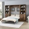 Full Size Half Self-Close and Open Murphy Bed with 2 Side Cabinet Storage Shelf, Cabinet Space-Saving Bed Perfect for Guest Room, Bed Room, Guest Room