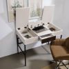 Natural and Black Writing Desk with USB Port