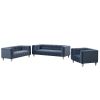 Modern 3-piece sofa set with solid wood legs, buttoned tufted backrest, Dutch fleece upholstered sofa set including three-seater sofa, double seat and