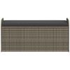 Storage Bench with Cushion Gray 45.3"x20.1"x20.5" Poly Rattan