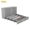 Queen Size Murphy Bed Wall Bed with drawer and a set of Sockets & USB Ports, Pulley Structure Design, Gray