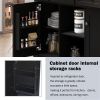 Kitchen Cart with Rubber wood Drop-Leaf Countertop ,Cabinet door internal storage racks,Kitchen Island on 5 Wheels with Storage Cabinet and 3 Drawers