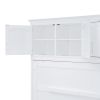 Full Size Murphy Bed Wall Bed with Top Cabinets,White