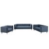 Modern 3-piece sofa set with solid wood legs, buttoned tufted backrest, Dutch fleece upholstered sofa set including three-seater sofa, double seat and