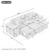 104" Modern L-Shape 3 Seat Reversible Sectional Couch, Pull Out Sleeper Sofa with Storage Chaise and 2 Stools for Living Room Furniture Set, Cream