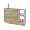 Granby 2 Piece Kitchen Set, Kitchen Island + Upper Wall Cabinet Kitchen Set, White /Light Oak