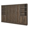 Full Size Half Self-Close and Open Murphy Bed with 2 Side Cabinet Storage Shelf, Cabinet Space-Saving Bed Perfect for Guest Room, Bed Room, Guest Room