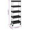 5-Tier Kitchen Trolley Black 16.5"x11.4"x50.4" Iron and ABS