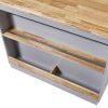 Rolling Kitchen Island with Storage, Two-sided Kitchen island Cart on Wheels with Wood Top, Wine and Spice Rack, Large Kitchen Cart with 2 Drawers, 3