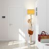 Freestanding Tall Pole Lamp with 5 Hooks and Sturdy Weighted Base