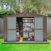 Outdoor Storage Shed 10'x8', Metal Tool Sheds Storage House with Lockable Double Door,Large Bike Shed Waterproof for Garden,Backyard,Lawn(Brown)