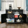 HOMCOM Sideboard Buffet Cabinet, Kitchen Cabinet, Coffee Bar Cabinet with 2 Doors and Adjustable Shelves for Entryway Living Room, Black