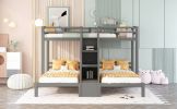 Twin over Twin & Twin Bunk Bed with Built-in Staircase and Storage Drawer