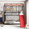 Metal Bunk Bed ,Metal Housebed With Slide,Three Colors Available.(Black with Red Slide)