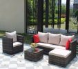 Rattan Patio Furniture Set Wicker Sofa Cushioned Sectional Furniture Set Garden Patio Sofa Set (4 Pieces, Brown)