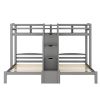 Twin over Twin & Twin Bunk Bed with Built-in Staircase and Storage Drawer