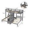 Twin over Twin & Twin Bunk Bed with Built-in Staircase and Storage Drawer