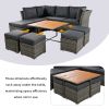 U_STYLE Patio Furniture Set, 10 Piece Outdoor Conversation Set, CoffeeTable with Ottomans, Solid wood coffee table