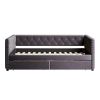 Sofa bed with drawers, modern velvet upholstered sofa bed with button tufted sofa bed frame with double drawers, bedroom living room furniture, Grey(8