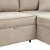 104" Modern L-Shape 3 Seat Reversible Sectional Couch, Pull Out Sleeper Sofa with Storage Chaise and 2 Stools for Living Room Furniture Set, Cream