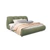 King Size Luxury Upholstered Platform Bed with Oversized Padded Backrest and Solid Wood Frame,suitable for Multiple heights of mattresses,Green(Old Sk