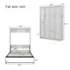 Full Size Half Self-Close and Open Murphy Bed with 1 Side Cabinet Storage Shelf, Cabinet Space-Saving Bed Perfect for Guest Room, Bed Room, Guest Room