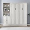 Full Size Half Self-Close and Open Murphy Bed with 1 Side Cabinet Storage Shelf, Cabinet Space-Saving Bed Perfect for Guest Room, Bed Room, Guest Room