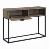 Rustic Oak and Black Writing Desk with Drawer and Shelf