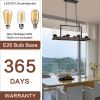 Matte Black / Wood Grain Metal Chandelier Fixture, 6 lights Ceiling Pendant light for Living Room, Bedroom, Dining Room, Adjustable Height , E26*6(No