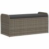 Storage Bench with Cushion Gray 45.3"x20.1"x20.5" Poly Rattan