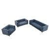 Modern 3-piece sofa set with solid wood legs, buttoned tufted backrest, Dutch fleece upholstered sofa set including three-seater sofa, double seat and