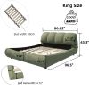 King Size Luxury Upholstered Platform Bed with Oversized Padded Backrest and Solid Wood Frame,suitable for Multiple heights of mattresses,Green(Old Sk