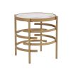 Modern Side Table, Pandora Sintered Stone End Table, Golden Small Coffee Table, 20.67''W x 20.67''D x 21.65'H