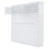 Full Size Murphy Bed Wall Bed with Top Cabinets,White