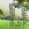 Metal Garden Arch Iron Garden Arbors Gazebo Dia81.3'' x 114.2'' High Birdcage Shape Pergola Pavilion for Wedding CeremonyOutdoor Black