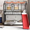 Metal Bunk Bed ,Metal Housebed With Slide,Three Colors Available.(Black with Red Slide)